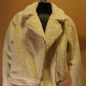 Fluffy Cream Biker Jacket